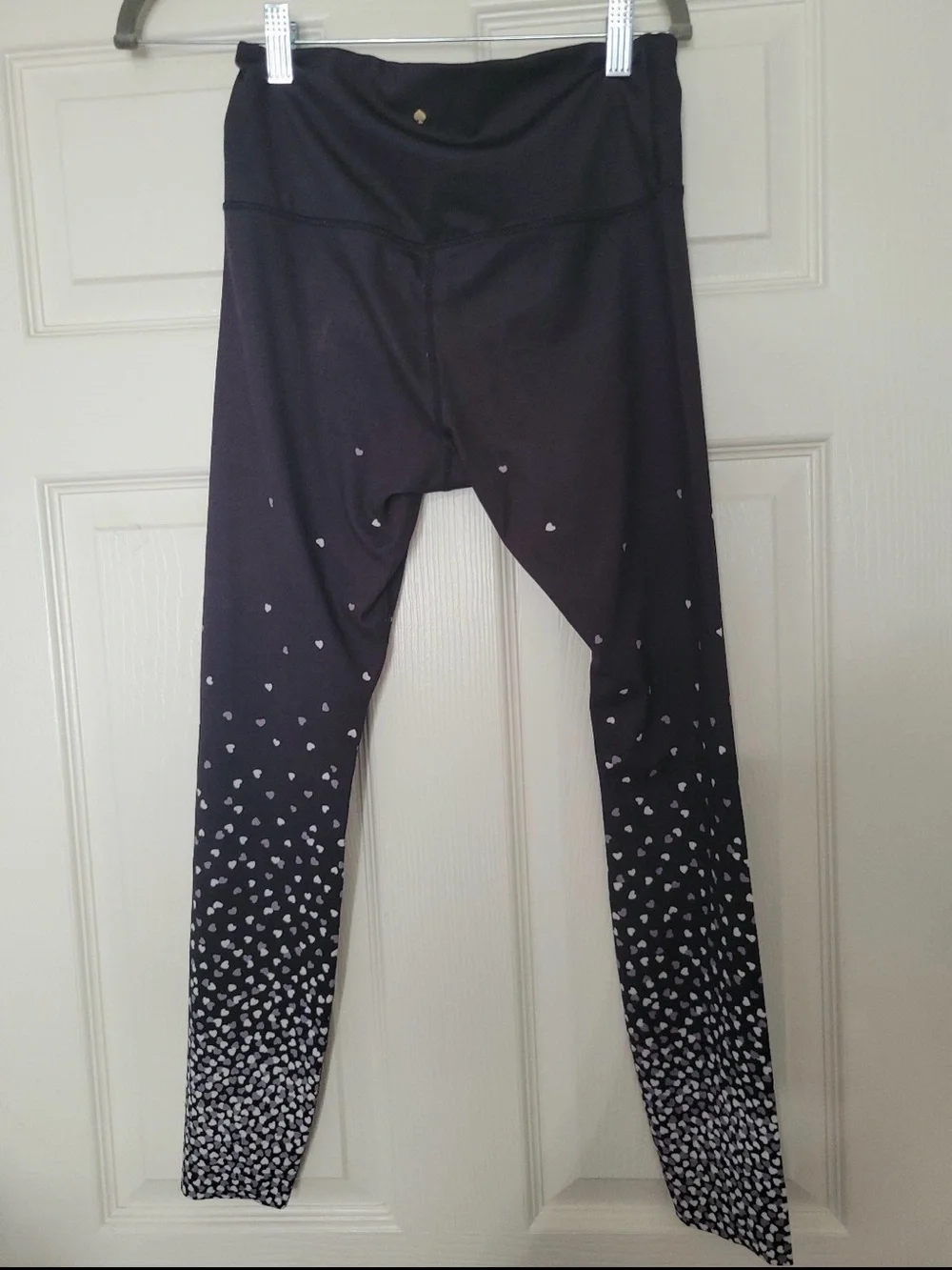 Kate spade black falling Hearts Leggings size small grey white GUC - Picture 5 of 5